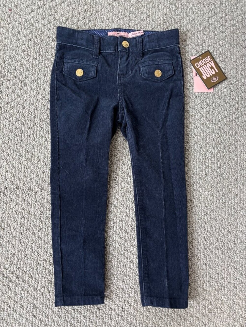 NWT Juicy Couture Dark Blue Straight Leg Jeans Bottoms Size 2 Toddler